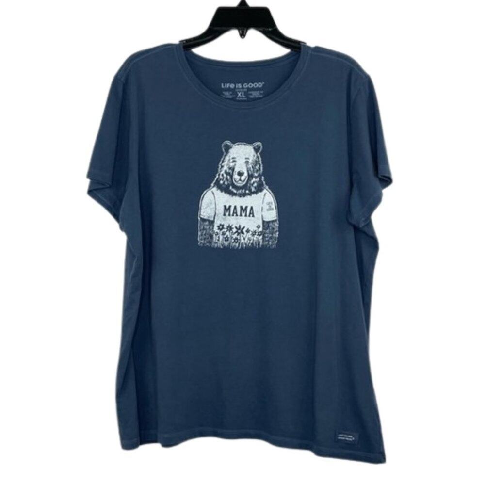 Life is Good blue crew neck t-shirt size XL  "mama bear"